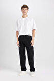 DeFacto Wide Leg Fit Geniş Kalıp Normal Bel Geniş Paça Kargo Cepli Jean Pantolon B4638AX24AUNM40