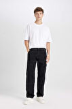 DeFacto Wide Leg Fit Geniş Kalıp Normal Bel Geniş Paça Kargo Cepli Jean Pantolon B4638AX24AUNM40