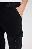 DeFacto Wide Leg Fit Geniş Kalıp Normal Bel Geniş Paça Kargo Cepli Jean Pantolon B4638AX24AUNM40