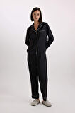 DeFacto Pijama Takımı Saten Uzun Kollu Pijama Üstü Uzun Esnek Belil Pijama Altı-Fall in Love C9444AX25SPBK27