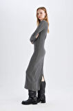 DeFacto Bodycon Bisiklet Yaka Uzun Kollu Maxi Elbise D3373AX24WNAR104