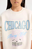 DeFacto Kız Çocuk Relax Fit Bisiklet Yaka Baskılı Sweatshirt D7046A824WNER99