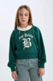 DeFacto Kız Çocuk Relax Fit Bisiklet Yaka Baskılı İçi Yumuşak Tüylü Sweatshirt D7042A824WNGN1116