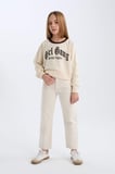 DeFacto Relax Fit Bisiklet Yaka Baskılı İçi Yumuşak Tüylü Sweatshirt Kız Çocuk D7042A824WNBG734