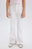DeFacto Kız Çocuk 23 Nisan Çocuk Bayramı Flare Fit İspanyol Paça Pamuklu Jean Pantolon D7099A825SMWT34