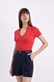 DeFacto Slim Fit Dar Kesim Fitilli Kaşkorse Kısa Kollu Polo Tişört C4076AX24SPRD227