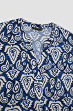 DeFacto Regular Fit Apaş Yaka Desenli Kısa Kollu Bluz	 D2941AX24SMNV235