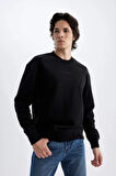 Boxy Fit Bisiklet Yaka Baskılı Sweatshirt