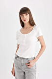 DeFacto Slim Fit Bisiklet Yaka Fitilli Kaşkorse Kısa Kollu Tişört D2012AX24SMER105