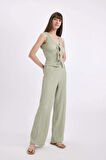 DeFacto Wide Leg Geniş Paça Beli Lastikli Basic Düz Bürümcük Pantolon D3570AX24AUGN1105