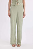 DeFacto Wide Leg Geniş Paça Beli Lastikli Basic Düz Bürümcük Pantolon D3570AX24AUGN1105