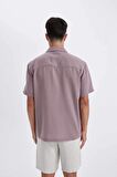 DeFacto Relax Fit Polo Yaka Basic Düz Kısa Kollu Gömlek D4541AX24SMBR92