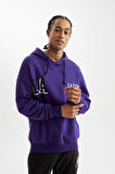 DeFactoFit NBA Los Angeles Lakers Oversize Geniş Kalıp Kapüşonlu Sırt Baskılı Sweatshirt D0671AX24AUPR299