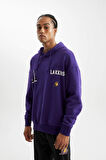 DeFactoFit NBA Los Angeles Lakers Oversize Geniş Kalıp Kapüşonlu Sırt Baskılı Sweatshirt D0671AX24AUPR299