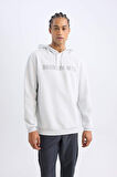 DeFactoFit NBA Brooklyn Nets Standart Fit Kapüşonlu Baskılı Jakarlı Sweatshirt C8916AX24AUGR519