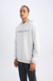 DeFactoFit NBA Brooklyn Nets Standart Fit Kapüşonlu Baskılı Jakarlı Sweatshirt C8916AX24AUGR519