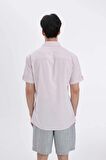 DeFacto Slim Fit Dar Kesim Yazlık Polo Yaka Keten Görünümlü Kısa Kollu Gömlek N9073AZ24SMPN665