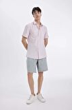DeFacto Slim Fit Dar Kesim Yazlık Polo Yaka Keten Görünümlü Kısa Kollu Gömlek N9073AZ24SMPN665