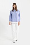 DeFacto Relax Fit Çizgili Poplin Uzun Kollu Tesettür Gömlek Tunik C9431AX24SMBE429