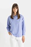 DeFacto Relax Fit Çizgili Poplin Uzun Kollu Tesettür Gömlek Tunik C9431AX24SMBE429