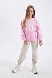 DeFacto Kız Çocuk Oversize Fit Bisiklet Yaka Baskılı Okul Sweatshirt C7778A824AUPN666