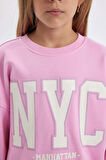 DeFacto Kız Çocuk Oversize Fit Bisiklet Yaka Baskılı Okul Sweatshirt C7778A824AUPN666