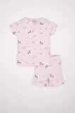 DeFacto Kız Bebek Pijama Takım Desenli Fitilli Kaşkorse Kısa Kollu Üst Beli Lastikli Şort Alt C3476A524HSPN144