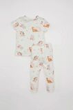DeFacto Kız Bebek Pijama Takımı Waffle Dinazor Desenli Kısa Kollu Üst Uzun Alt C3474A524SMER98
