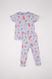 DeFacto Kız Bebek Pijama Takımı Fitilli Kaşkorse Desenli Kısa Kollu Üst Uzun Alt C3477A524SMBE216