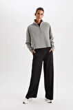 DeFactoFit Wide Leg Geniş Paça Cepli Sporcu Dokuma Pantolon C9416AX25SPBK81