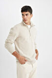 DeFacto Comfort Regular Fit Rahat Kalıp Fermuarlı Dik Yaka Basic Düz Sweatshirt X7405AZ24AUBG735
