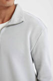DeFacto Comfort Regular Fit Rahat Kalıp Fermuarlı Dik Yaka Basic Düz Sweatshirt X7405AZ24AUGR253