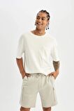 DeFacto Regular Fit Basic Düz Cepli Bermuda Şort D0475AX24SMGR437