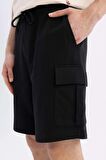 DeFacto Regular Fit Kargo Cepli Basic Düz Bermuda Şort D0476AX24SMBK81