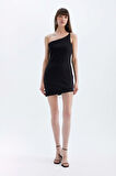 DeFacto Bodycon Vücudu Saran Tek Omuzlu Kolsuz Mini Abiye Elbise D3272AXNSBK27