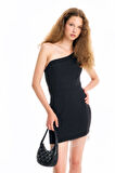 DeFacto Bodycon Vücudu Saran Tek Omuzlu Kolsuz Mini Abiye Elbise D3272AXNSBK27