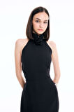 DeFacto Bodycon Vücudu Saran Halter Yaka Kolsuz Maxi Abiye Elbise D3270AXNSBK27