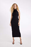 DeFacto Bodycon Vücudu Saran Halter Yaka Kolsuz Maxi Abiye Elbise D3270AXNSBK27