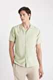 DeFacto Modern Fit Yazlık Polo Yaka Aerobin Kısa Kollu Gömlek V8406AZ24SMGN270