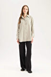 DeFacto Relax Fit Basic Düz Modal Uzun Kollu Tesettür Gömlek Tunik D1299AX25SPKH479