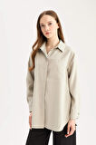 DeFacto Relax Fit Basic Düz Modal Uzun Kollu Tesettür Gömlek Tunik D1299AX25SPKH479