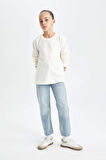 DeFacto Kız Çocuk Mom Fit Yırtık Detaylı Dar Paça Cepli Jean Pantolon C8532A824AUNM28