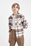 DeFacto Erkek Çocuk Oversize Fit Polo Yaka Flanel Uzun Kollu Gömlek C9116A824WNBG74