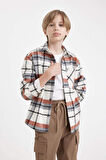 DeFacto Erkek Çocuk Oversize Fit Polo Yaka Flanel Uzun Kollu Gömlek C9116A824WNBG74