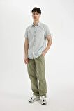 DeFacto Slim Fit Dar Kesim Yazlık Çizgili Pamuklu Kısa Kollu Gömlek C7361AX24SMGN1015