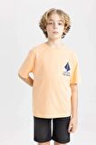 DeFacto Erkek Çocuk Oversize Fit Bisiklet Yaka Nakışlı Kısa Kollu Tişört C4045A824SMOG296