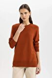DeFacto Regular Fit Yumuşak Dokulu Bisiklet Yaka Reglan Kol Basic Düz Triko Kazak I6913AZ24WNOG69