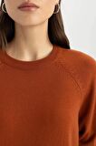 DeFacto Regular Fit Yumuşak Dokulu Bisiklet Yaka Reglan Kol Basic Düz Triko Kazak I6913AZ24WNOG69
