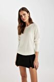 DeFacto Regular Fit Yumuşak Dokulu Bisiklet Yaka Basic Düz Triko Kazak F7091AZ24WNER99