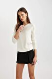DeFacto Regular Fit Yumuşak Dokulu Bisiklet Yaka Basic Düz Triko Kazak F7091AZ24WNER99